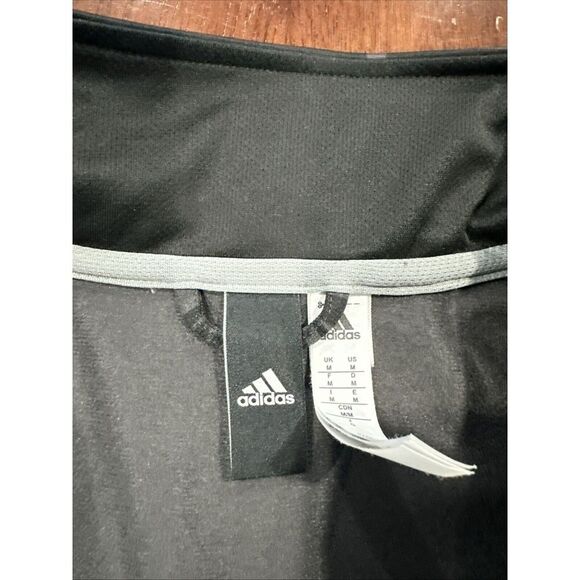 Mens Adidas Jacket Size Med Black And Gray With Black Stripes On The Sleeves - Picture 3 of 6